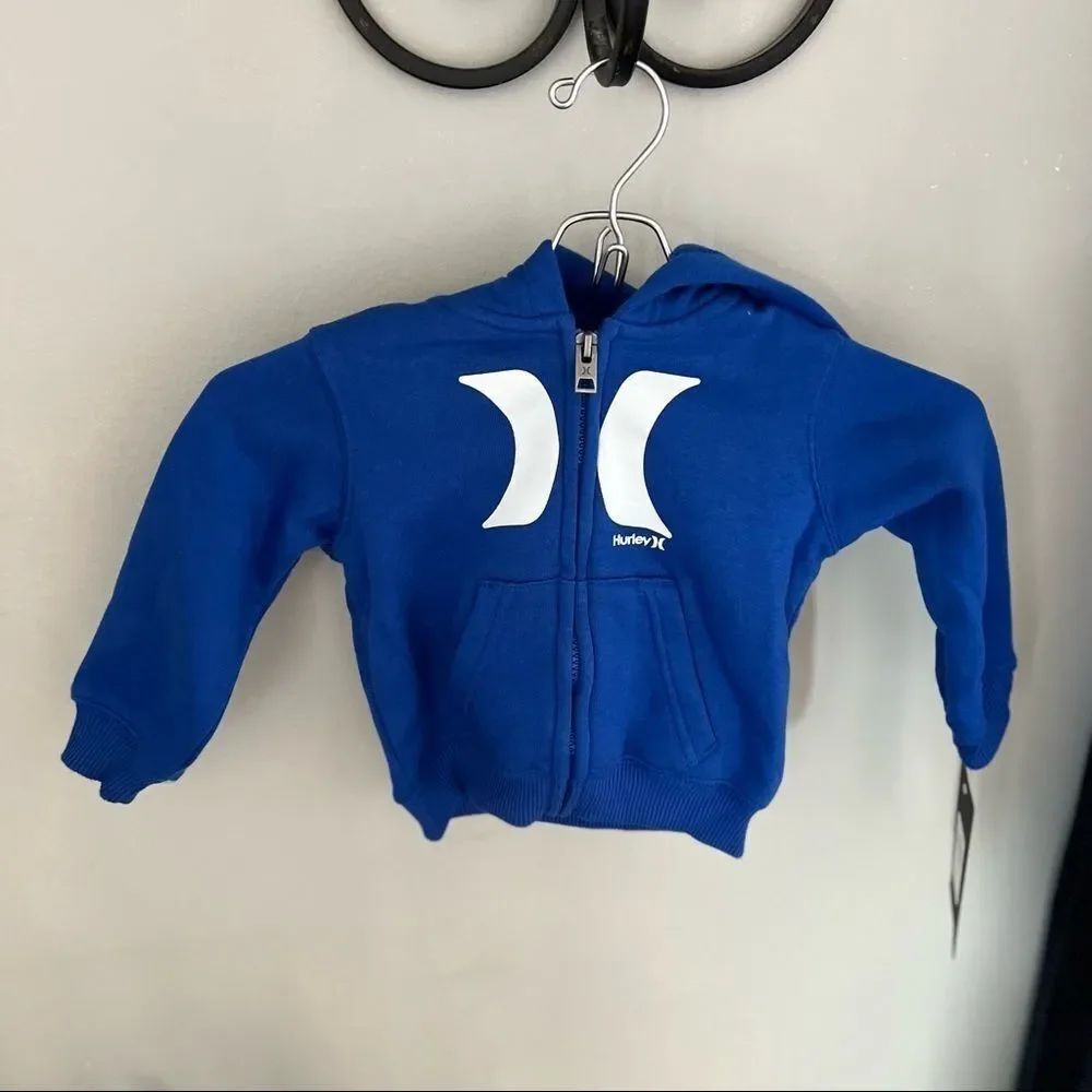 HURLEY‎ NIKE ICONIC FLEECE ZIP HOODIE JACKET, FULL ZIP, Blue, 12 Months, NWT
